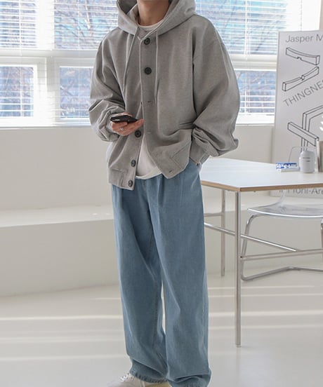 BUTTON LOOSE HOODED JACKET