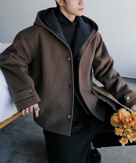WOOL-MIX LAYERED SHORT COAT /2color