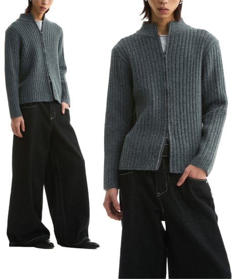 ASYMMETRIC KNIT SHORT JACKET /2color