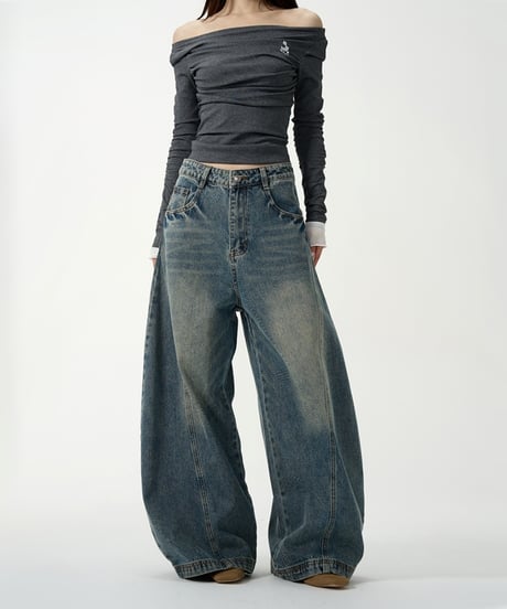 WASHED WIDE LEG JEANS(25SSMODEL)