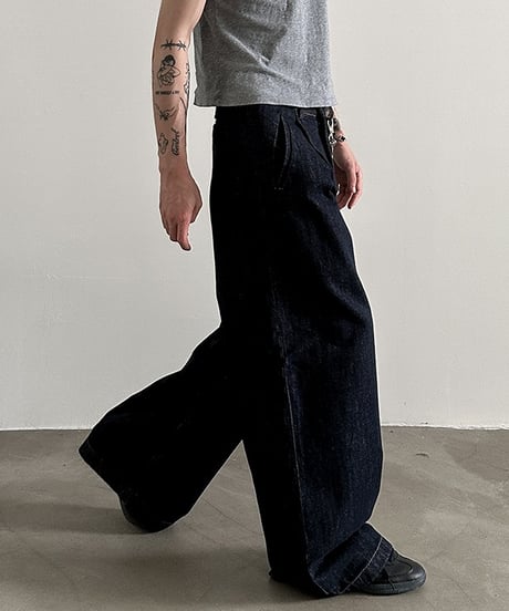INDIGO COTTON WIDE JEANS