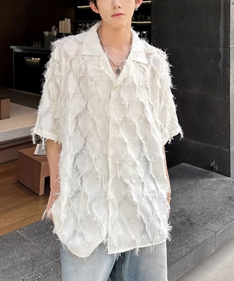 LOOSE FRINGE SHEER SHIRT /2color
