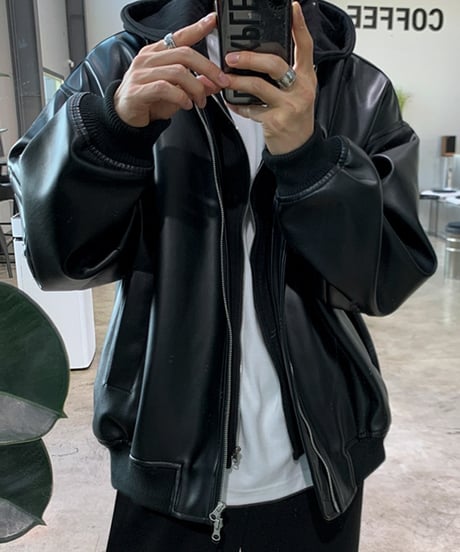FAUX LEATHER HOODED BLOUSON