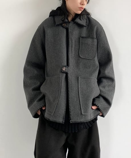 WOOL-LIKE EDGE STITCH COAT /2color