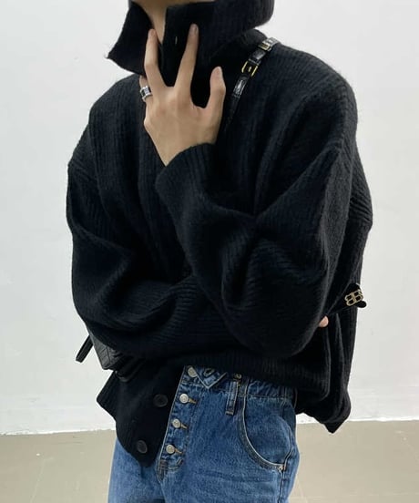 HIGH-COLLAR KNIT CARDIGAN /3color