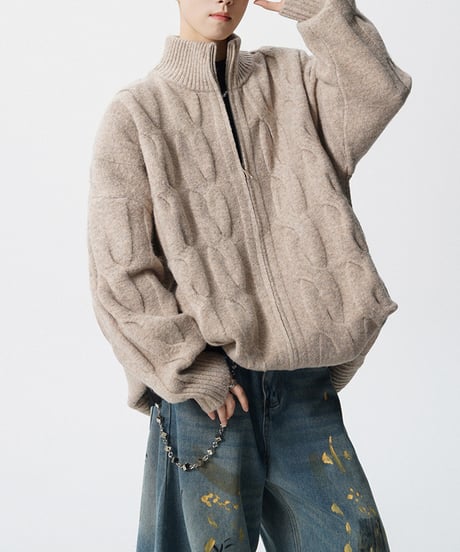 LUXCABLE W-ZIP CARDIGAN /3color