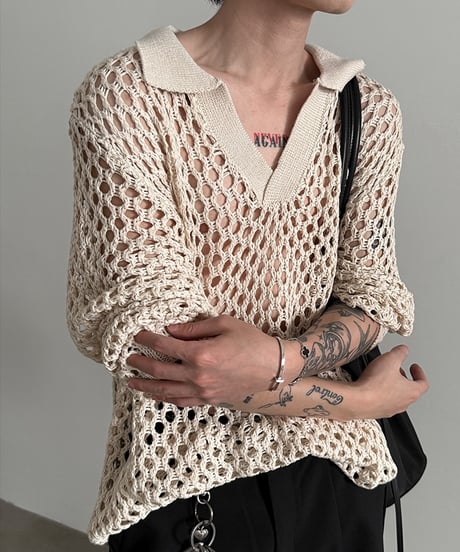 VOID MESH SKIPPER KNIT /2color