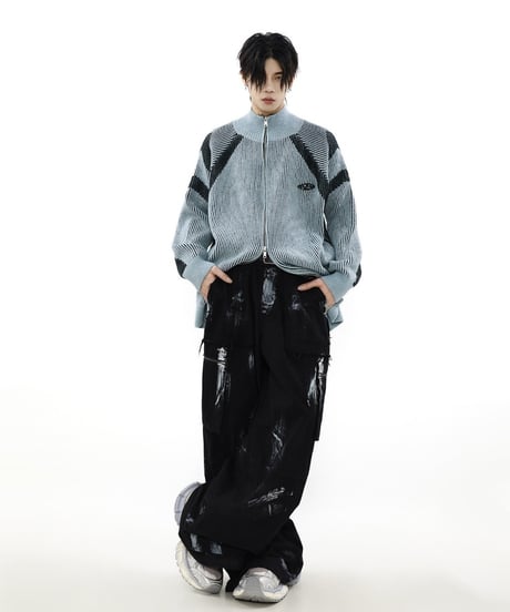 BLOCKNOISE ZIP CARDIGAN /3color
