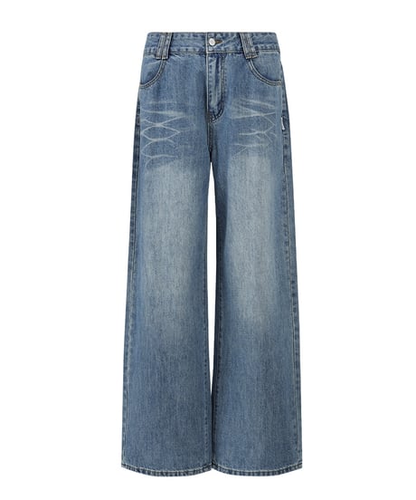 WHISKER WASHED BAGGY JEANS