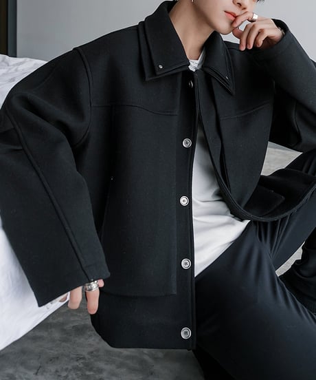 LAYERED WOOL MIX JACKET /2color