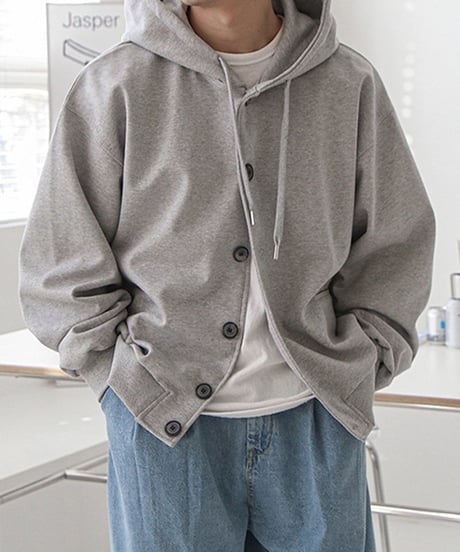 BUTTON LOOSE HOODED JACKET