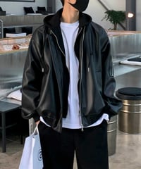 FAUX LEATHER HOODED BLOUSON