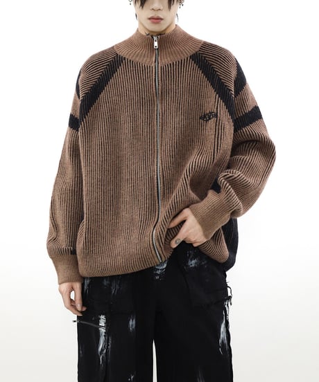 BLOCKNOISE ZIP CARDIGAN /3color