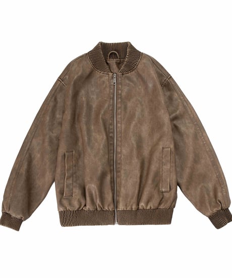 VINTAGE FAUX LEATHER JACKET  /2color