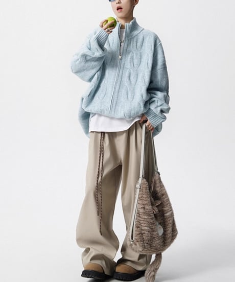 LUXCABLE W-ZIP CARDIGAN /3color