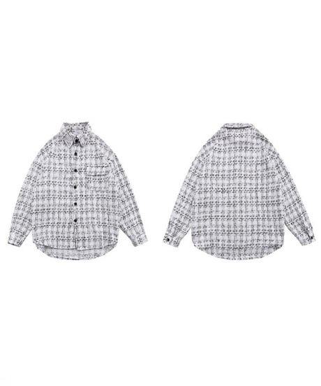 CHECKED JACQUARD SHIRT JACKET /2color