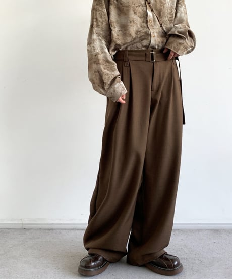 LOOSE DRAPED PANTS WITH BELT /2color