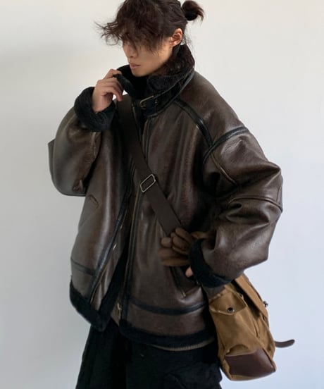 VINTAGE PILOT LEATHER JACKET /2color