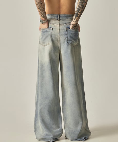 RETRO DRAPE WIDE JEANS