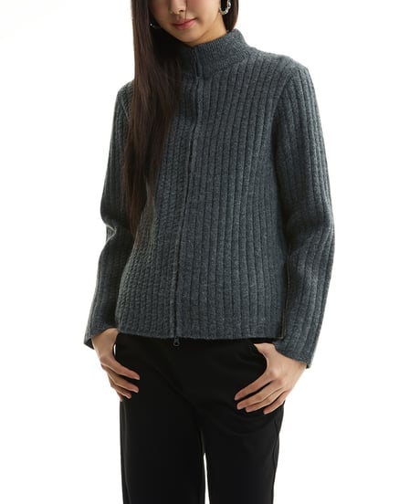 ASYMMETRIC KNIT SHORT JACKET /2color
