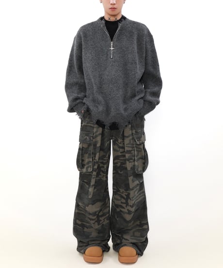 ASHNOISE HALF ZIP KNIT /2color