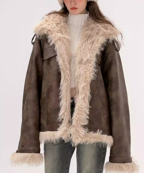FAUX LEATHER FUR JACKET /2color