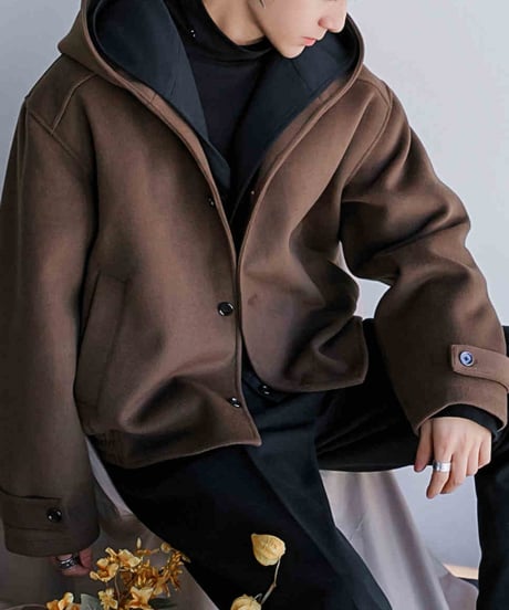 WOOL-MIX LAYERED SHORT COAT /2color
