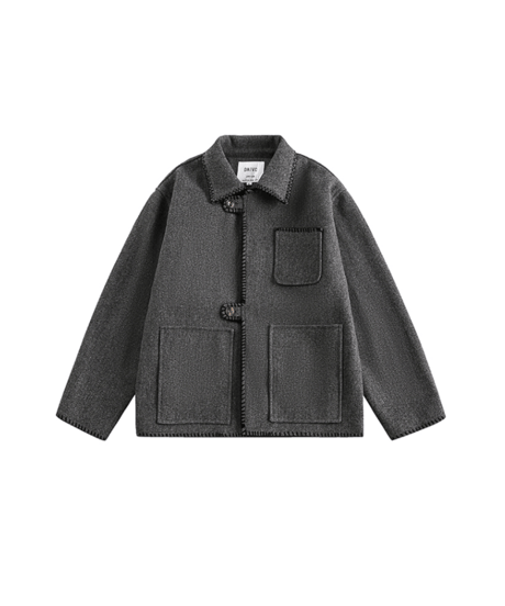 WOOL-LIKE EDGE STITCH COAT /2color