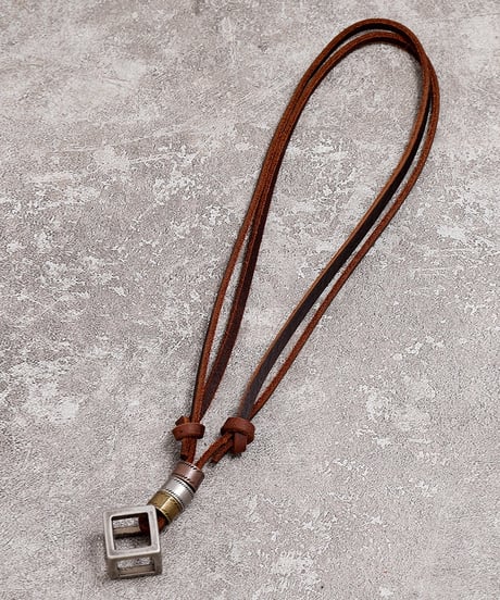 RETRO CUBE LEATHER NECKLACE /2color