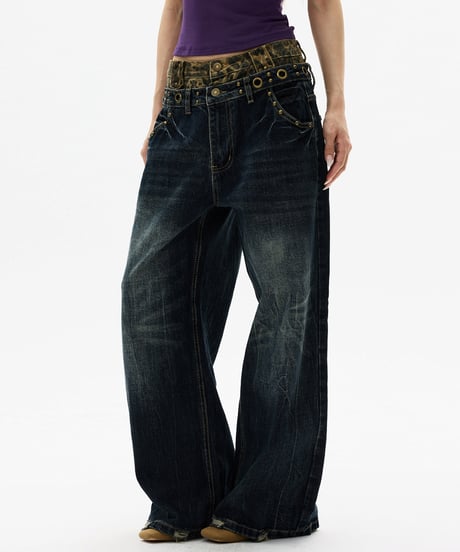 LEOPARDLAYER LOOSE DENIM
