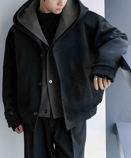 WOOL-MIX LAYERED SHORT COAT /2color