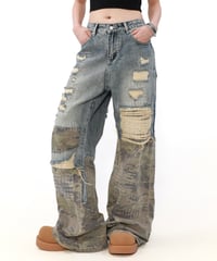 MILITARY DAMAGED LOOSE DENIM