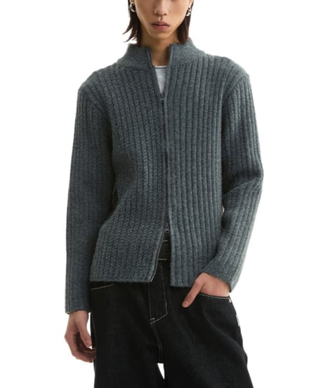 ASYMMETRIC KNIT SHORT JACKET /2color