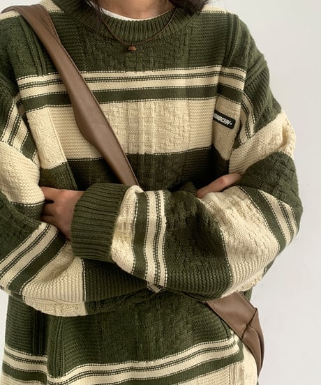 RETRO BORDER OVERSIZE KNIT /2color