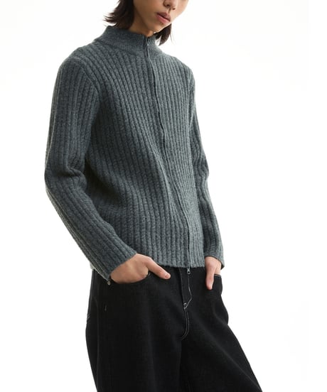 ASYMMETRIC KNIT SHORT JACKET /2color