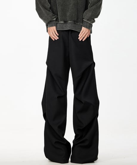 PLEATED WIDE PARACHUTE PANTS /2color