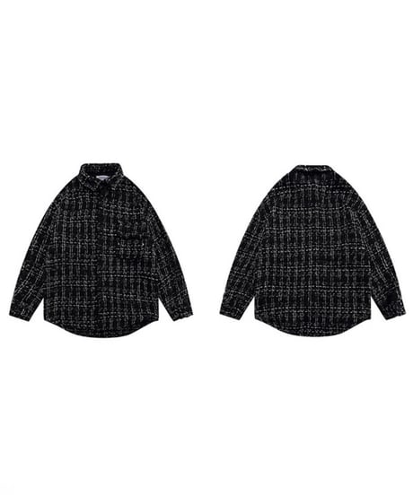 CHECKED JACQUARD SHIRT JACKET /2color