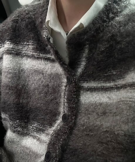 MOHAIR-LIKE STRIPED KNIT CARDIGAN /5color