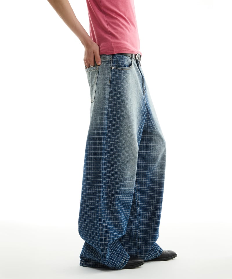 urban edge アーバンエッジ グリッドワイドデニムパンツ Lサイズ 即納】GRID WIDE DENIM PANTS | Urban Edge