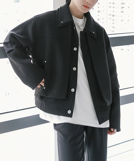 LAYERED WOOL MIX JACKET /2color