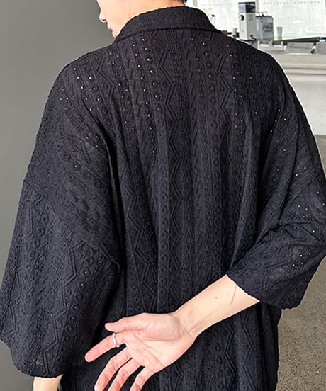 LOOSE EMBOSSED LACE SHIRT /2color