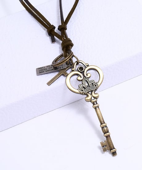 RETRO KEY LEATHER CHOKER /2color