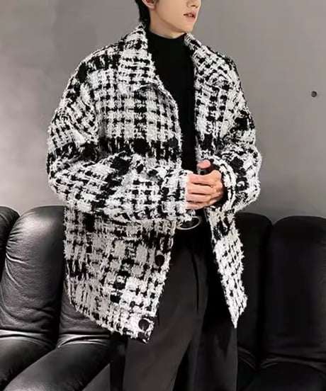 ROUGH GRID TWEED JACKET