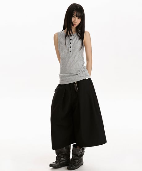 LUXRIB HENLEY SLEEVELESS /3color