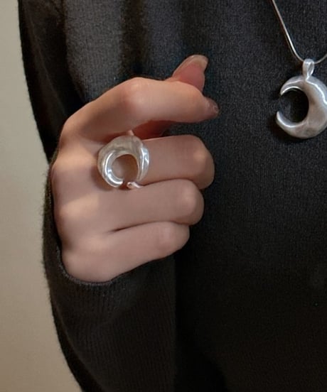 SILVER925 RING CRESCENT MOON