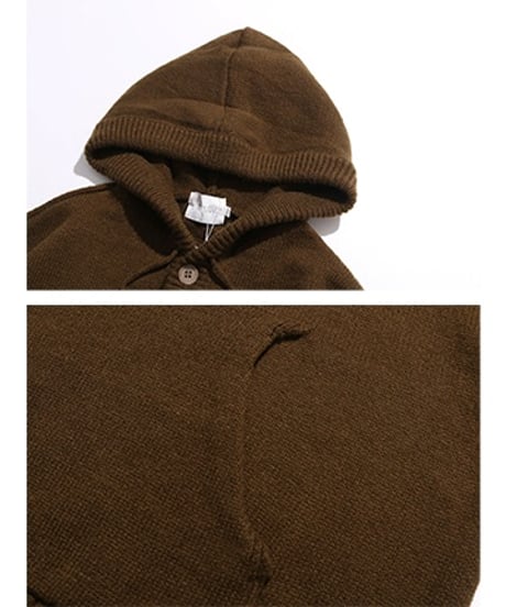LOOSE KNIT RIBBED HOODIE  /3color