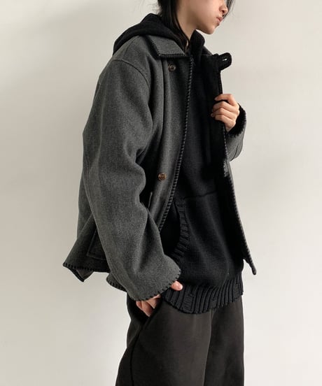 WOOL-LIKE EDGE STITCH COAT /2color
