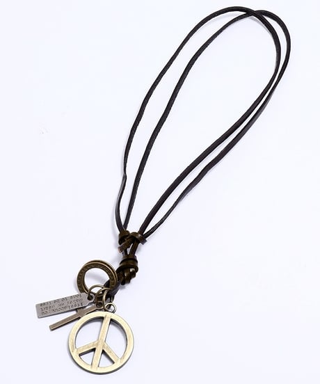 PEACE MARK LEATHER NECKLACE /2color