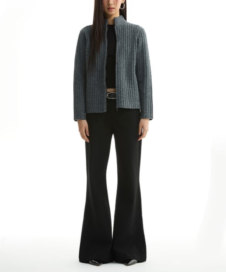 ASYMMETRIC KNIT SHORT JACKET /2color