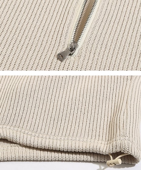 ROUND NECK HALF ZIP KNIT /3color